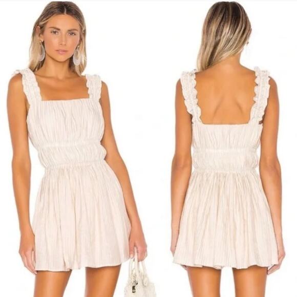 House of Harlow 1960 Pants - House of Harlow Romper Dress Estrella Ivory Stripe Small Tank Top Boho Mini Prep